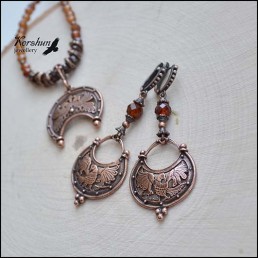 Серьги-лунницы Жар-птица